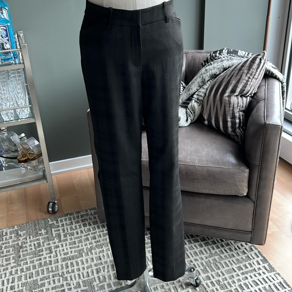 New Lafayette 148 New York Manhattan Checkered Pattern Pants Size 6 in Black